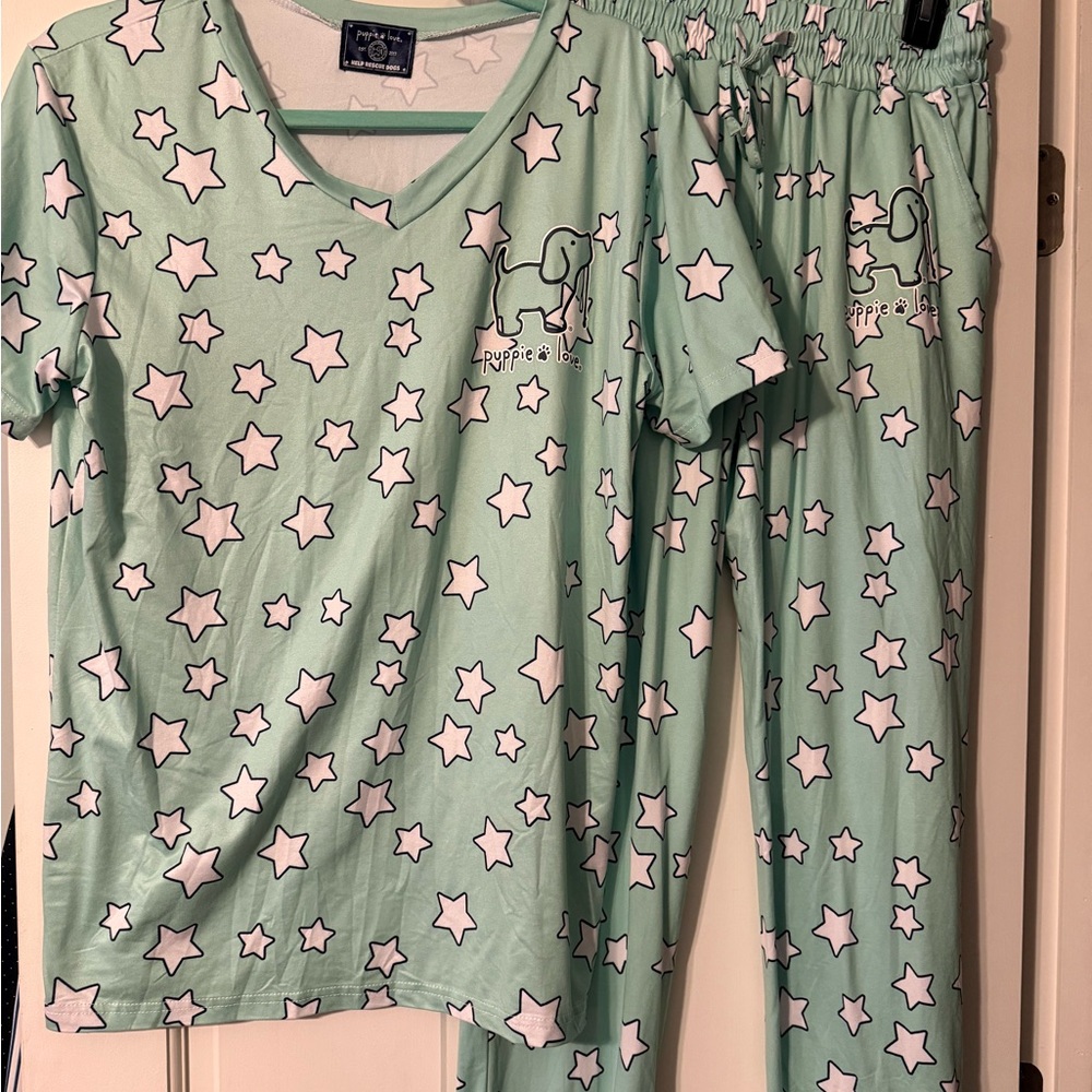 Puppy Love - Ruff-a-Luv Mint Star Kids Pajama